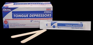 DUKAL Tongue Depressor, Senior, 6", Sterile, 1/pk, 100 pk/bx, 10 bx/cs (60 cs/plt)