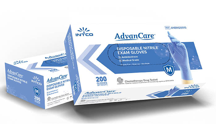 AdvanCare Nitrile Exam Gloves, Medium, Blue, Case of 2000