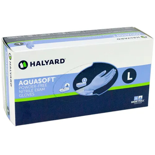 Halyard Aquasoft Nitrile Gloves, Medium, Blue, 3000/Case