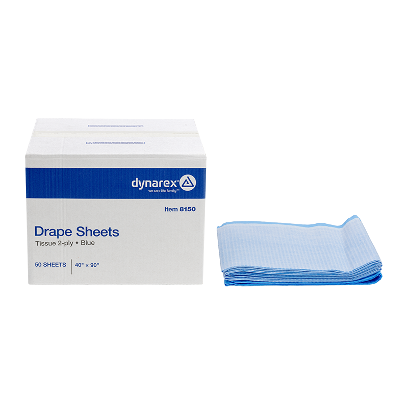 Dynarex Drape Sheets Blue 40"x90", 2-Ply Tissue