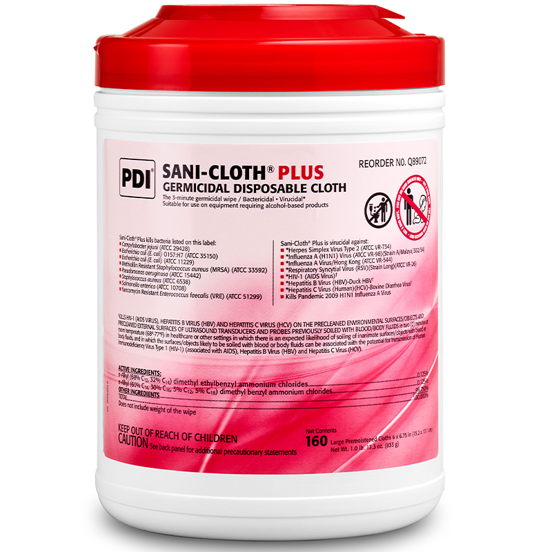 PDI SANI-CLOTH® PRIME GERMICIDAL DISPOSABLE WIPE 6" x 6¾" Large Wipe
