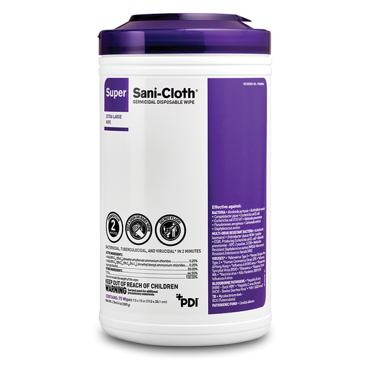 PDI SUPER SANI-CLOTH® GERMICIDAL DISPOSABLE WIPES 7½" x 15" X-Large Wipe