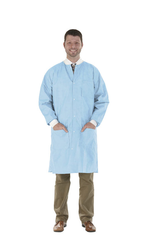 Medicom Safewear High Performance Lab Coat, Soft Blue, 12/bag