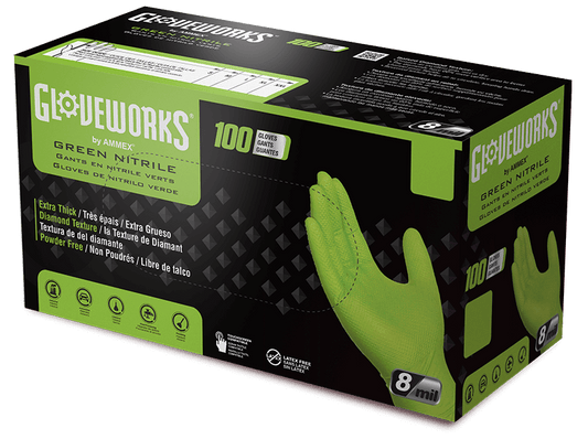 GLOVEWORKS® HD GREEN NITRILE INDUSTRIAL GLOVES BOX
