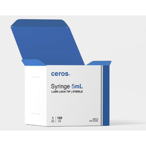 Ceros 60mL Syringes, Luer Lock Tip, Sterile Blister Pack, RX Only